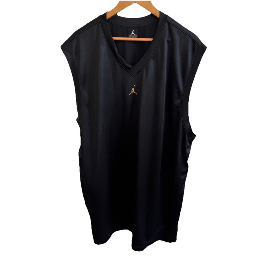 Michael Jordan Jumpman Rare Vintage Nike Black Gold Sleeveless Jersey Men's 3XL